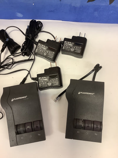 2x Plantronics M12 VISTA Headset Amplifier w/ 3x Power adapters