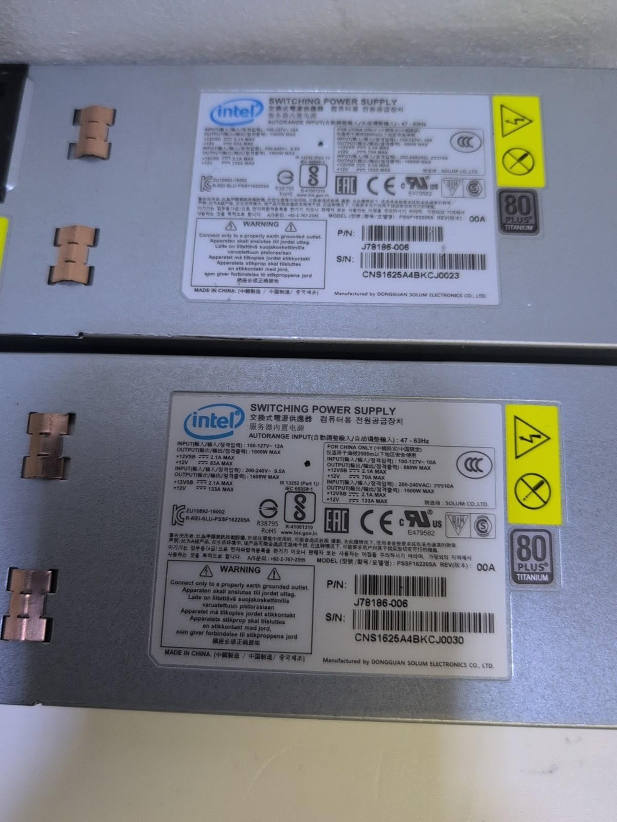 One Pair Intel PSSF162205A 1600W Server Switching Power Supply J78186-006 -