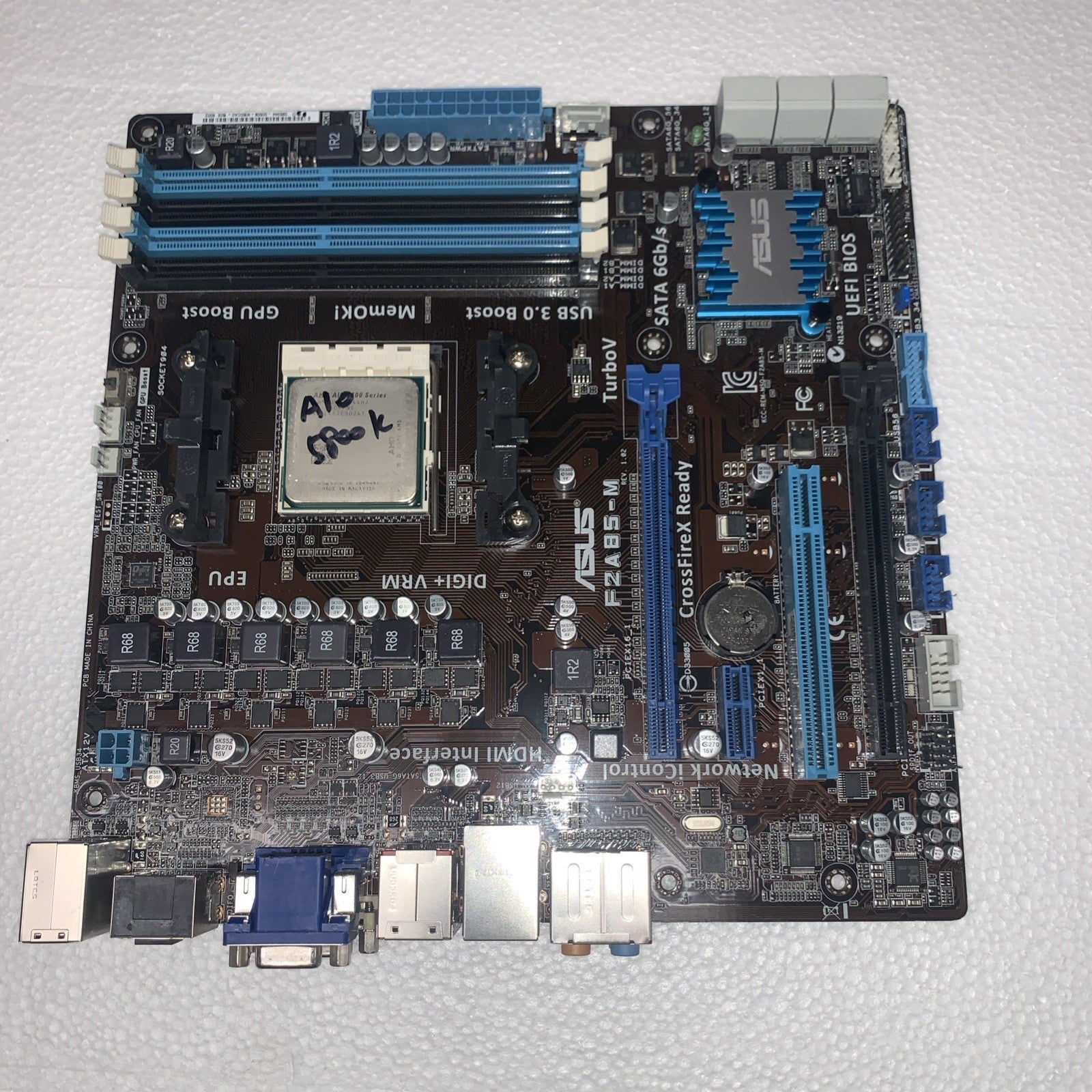 ASUS F2A85-M Motherboard + AMD A10-5800K CPU Combo FM2 (no IO shield)