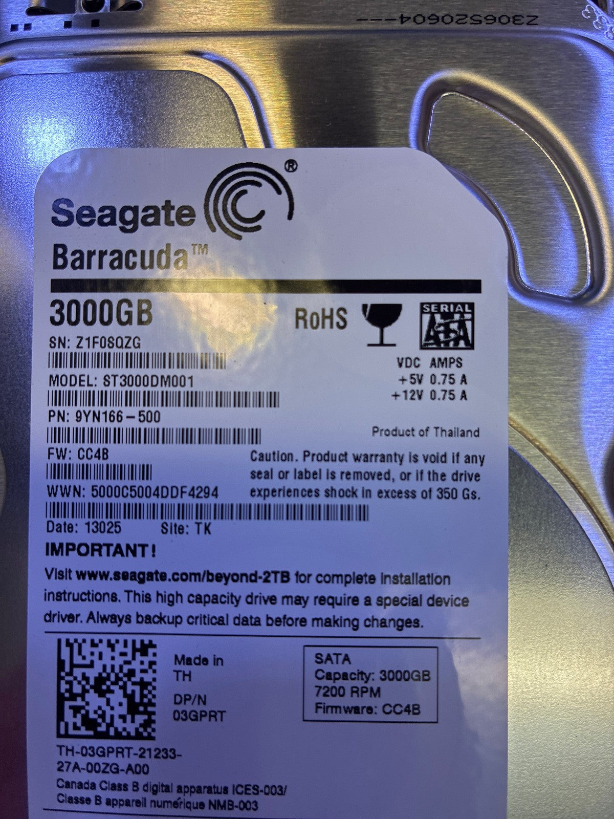 🔥 Seagate Barracuda ST3000DM001 3TB HDD PCB Circuit Board 100664987 Rev B