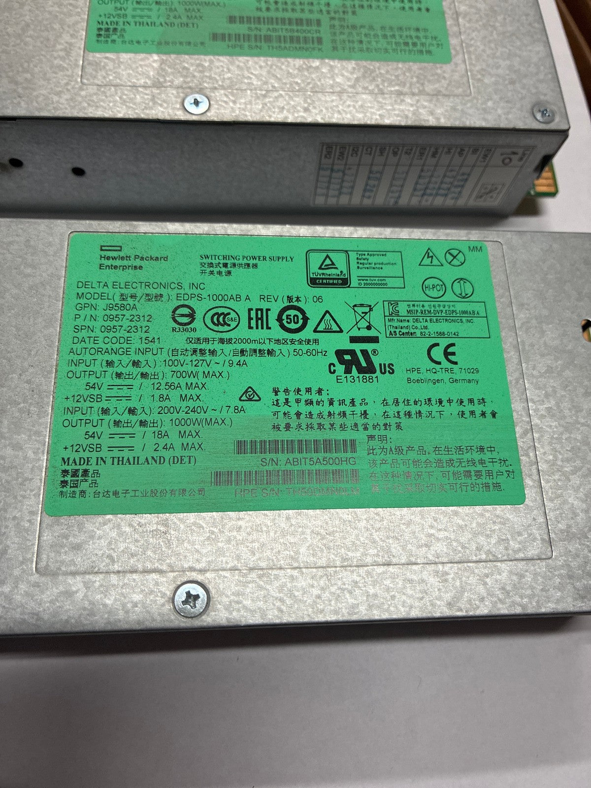 🔥 HPE J9580A 1000W Flex Slot Platinum Hot-Plug Server Power Supply Lot of 2