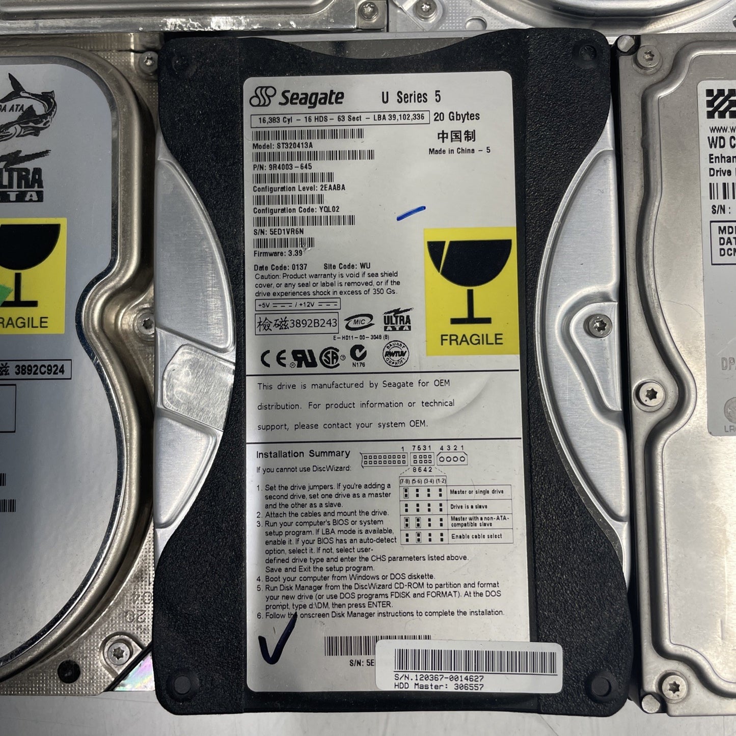 Lot Of 5- Mixed Brand Desktop IDE HDD 20G 3.5” Hard Drive Tested & Working +