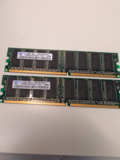 Samsung M368L6523CUS-CCC 512MB DDR PC3200 CL3 184-Pin DIMM RAM Matched Pair -