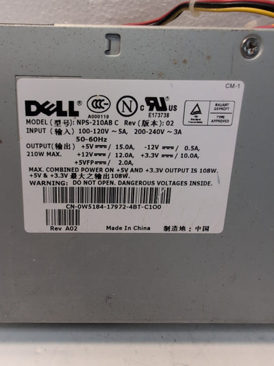 🔥 Dell Genuine 210W Power Supply 0W5184 W5184 NPS-210AB For GX280 -