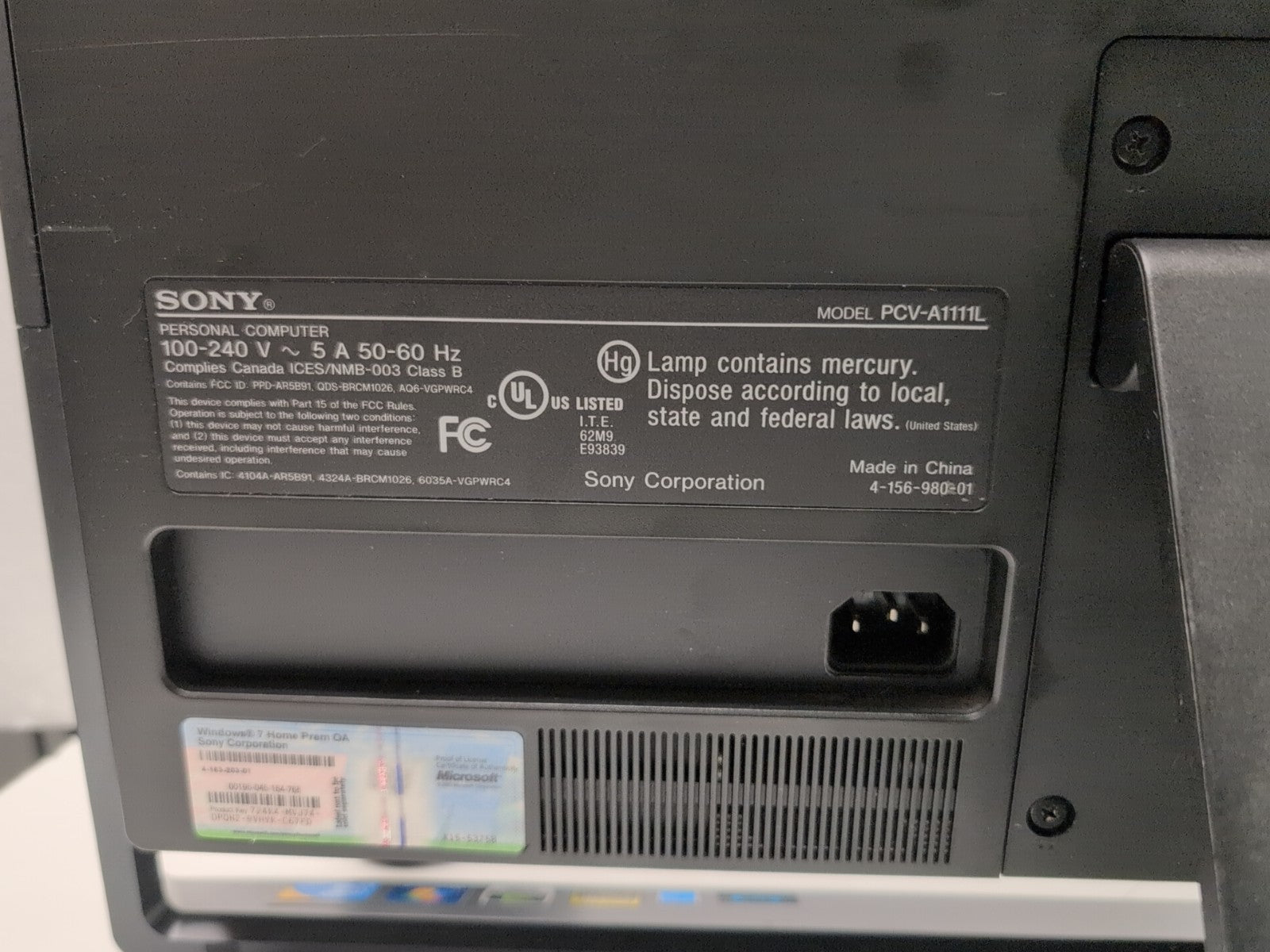 🔥Sony VAIO PCV-A1111L 24" All In One PC Intel C2D CPU/ 320GB HDD/6GB Ram/NO OS-