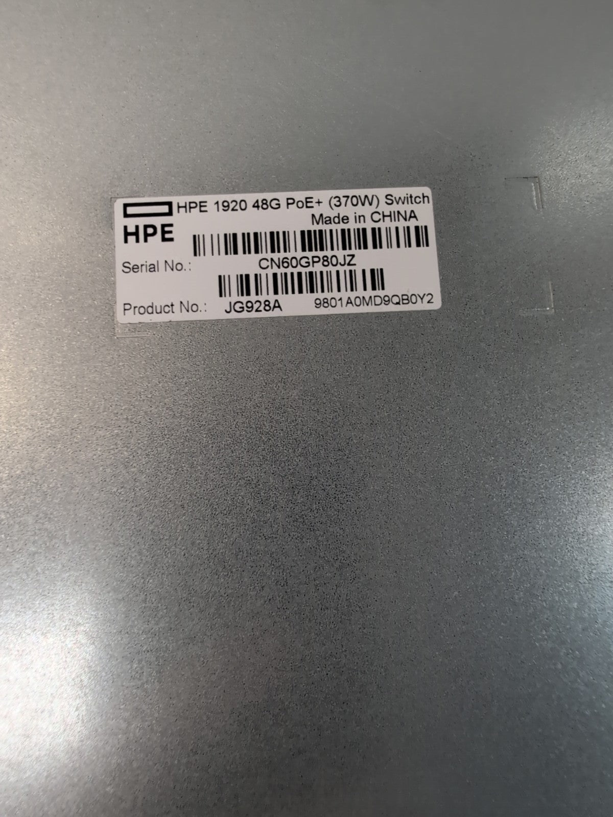 🔥 HPE 1920 JG928A 48-Port POE+ GBE Rackmount Switch With Ears Tested -