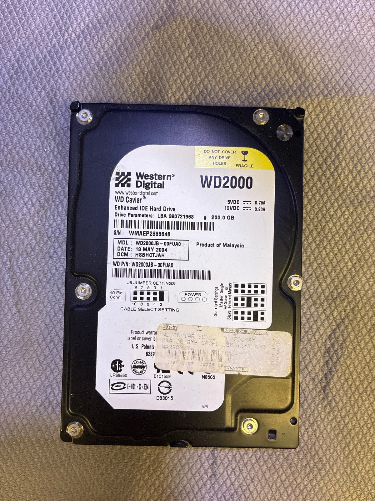 🔥 Western Digital WD Caviar WD2000JB-00FUA0 200GB IDE 7200RPM Hard Drive