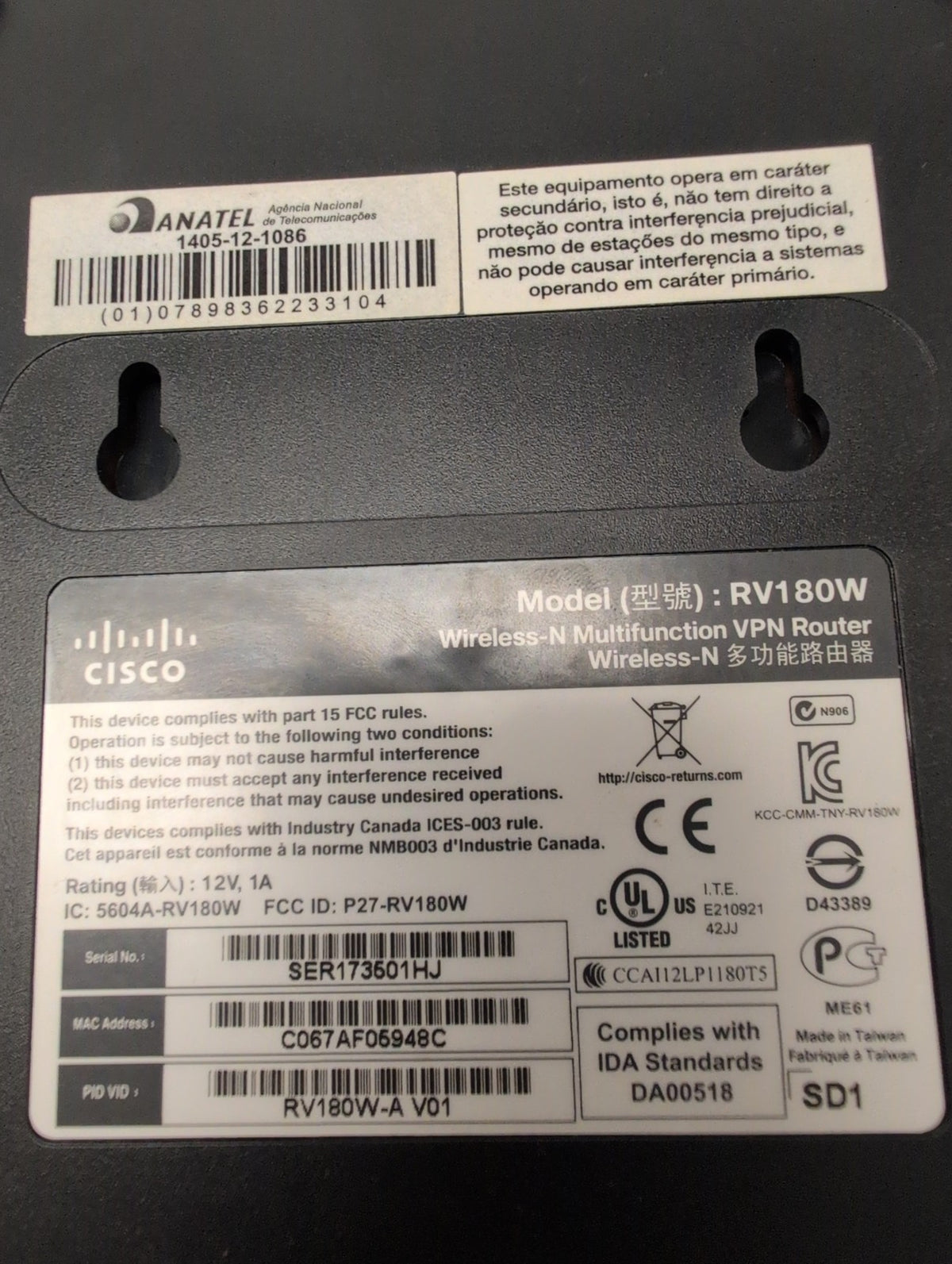 🎸 Cisco RV180W Wireless-N Multifunction VPN Router Firewall 4-Port Black