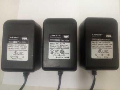 - LOT OF 3 Linksys 12V ,1000mA Power Supply Adapter  D12-1A /AM-1201000D41