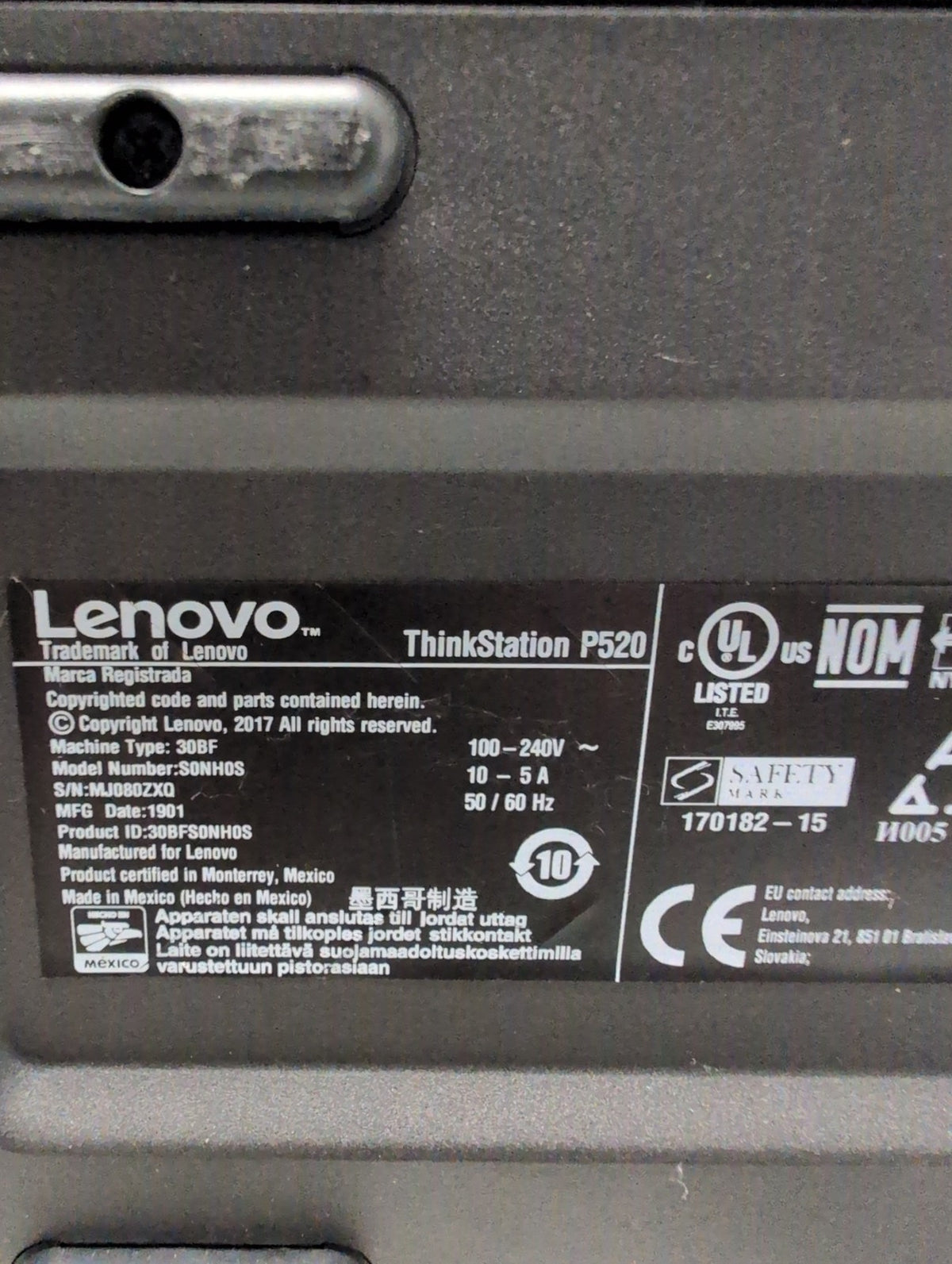 Lenovo ThinkStation P520 Tower Workstation Xeon W-2135/ 32GB/ 1TB HDD/ WIN 11 -