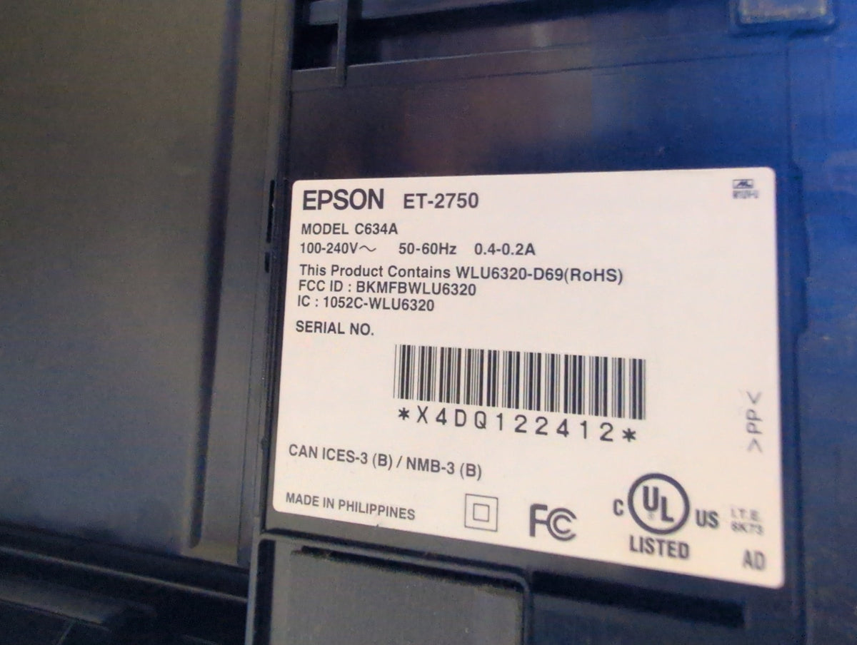 🎸 AS IS Epson EcoTank ET-2750 Wireless All-in-One Inkjet Printer, Ink Pad Error