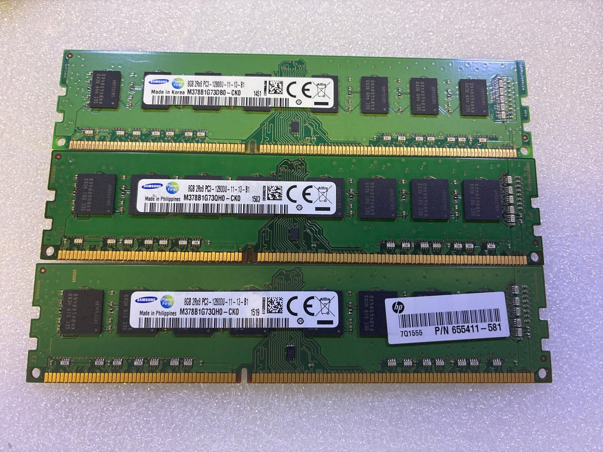 🔥 Samsung 8GB DDR3 PC3-12800U 1600MHz Desktop RAM 3x8GB 24GB Kit DIMM