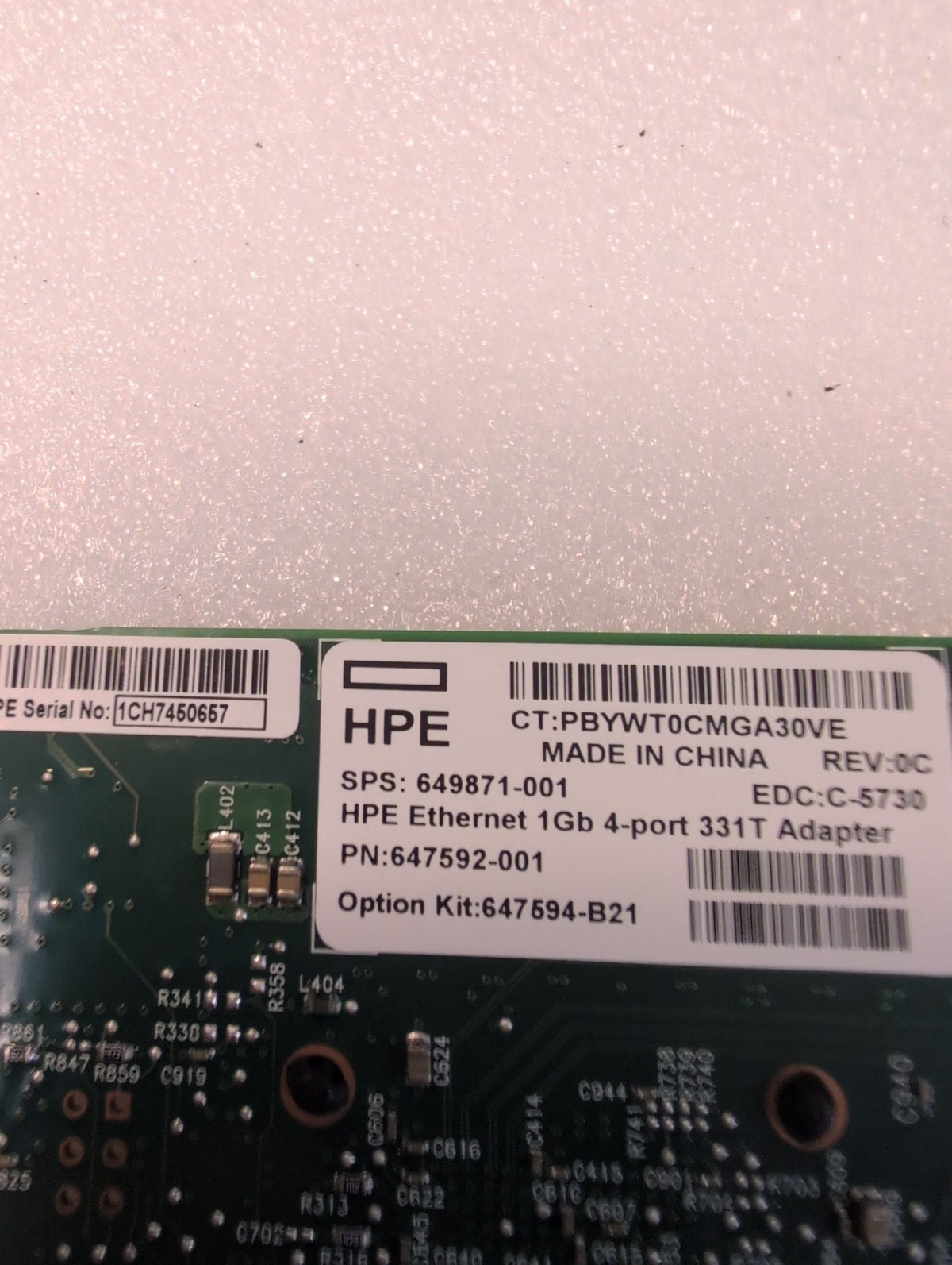 🎸 HPE Ethernet 1Gb 4-Port 331T Adapter PCIe Network Card 647592-001