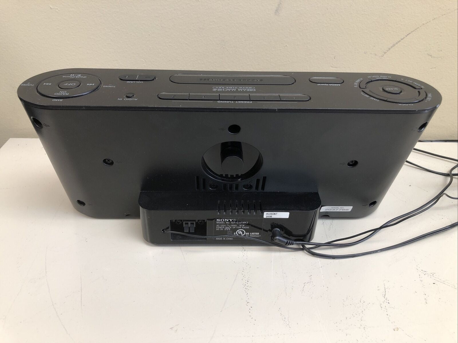 $ Sony Dream Machine Speaker Alarm Clock Radio Dock ICF-C1iPMK2, Black /w remote