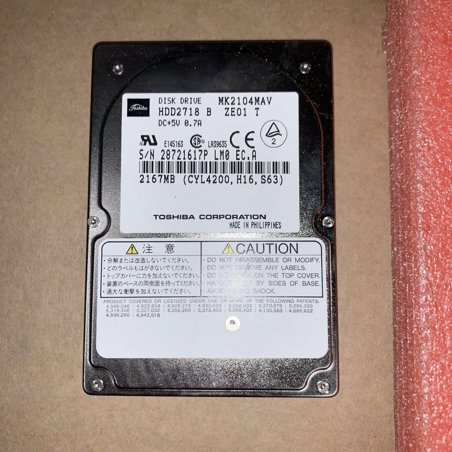 TOSHIBA MK2104MAV 2.167MB IDE 2.5" laptop HDD Hard Disk Drive
