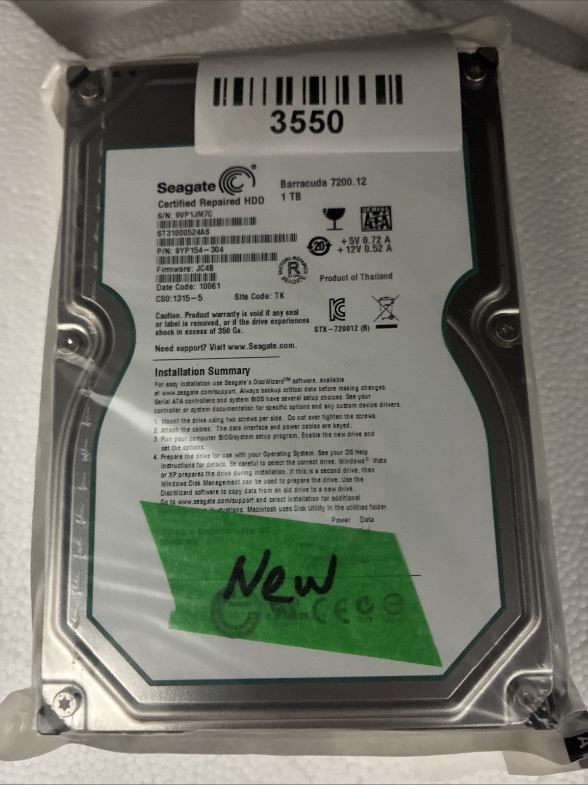New 🔥 Seagate Barracuda ST31000524AS 1TB 3.5 in SATA Internal HDD 7200RPM