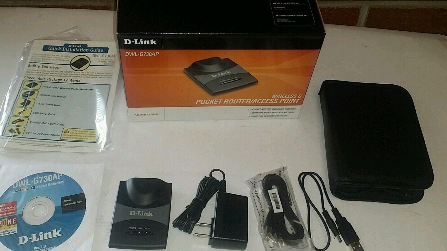 D-Link Pocket Router/AP DWL-G730AP 802.11g/2.4 GHz AirPlus Wireless ~~~