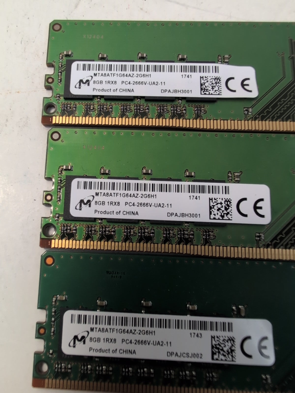 🔥 Micron 24GB (3x8GB) RAM DDR4 2666MHz MTA8ATF1G64AZ-2G6H1 DESKTOP MEMORY -