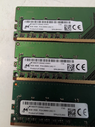 🔥 Micron 24GB (3x8GB) RAM DDR4 2666MHz MTA8ATF1G64AZ-2G6H1 DESKTOP MEMORY -