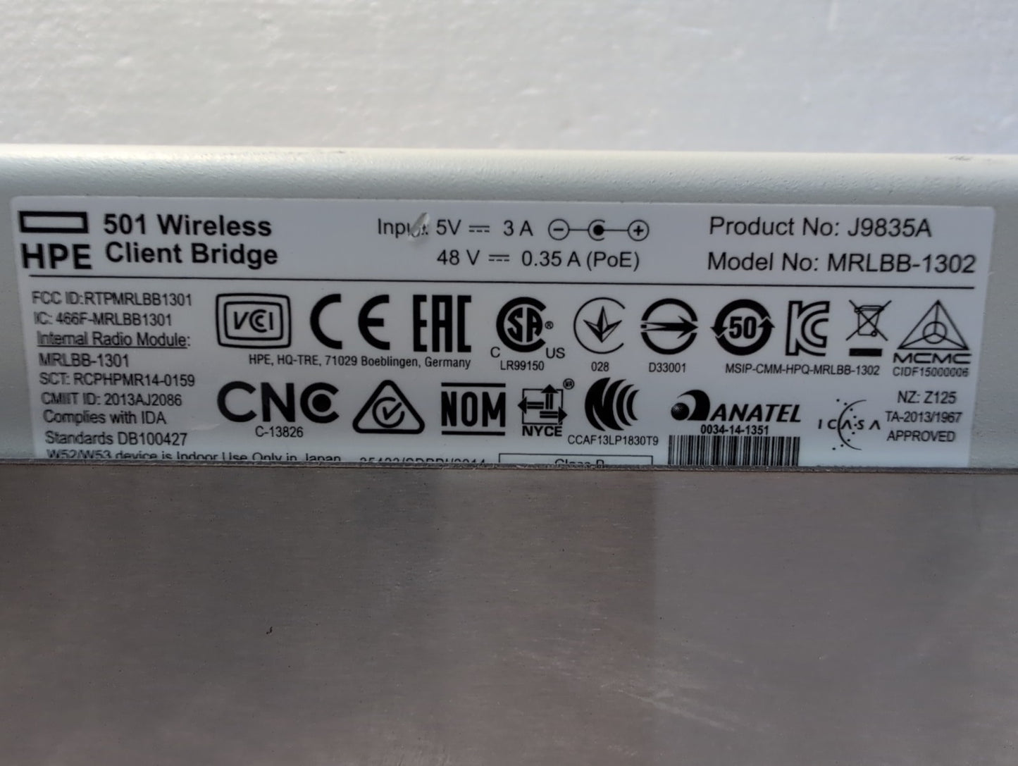 🔥 HPE  501 Wireless Client  Bridge  J9835A MRLBB-1302 J9835-60001 -