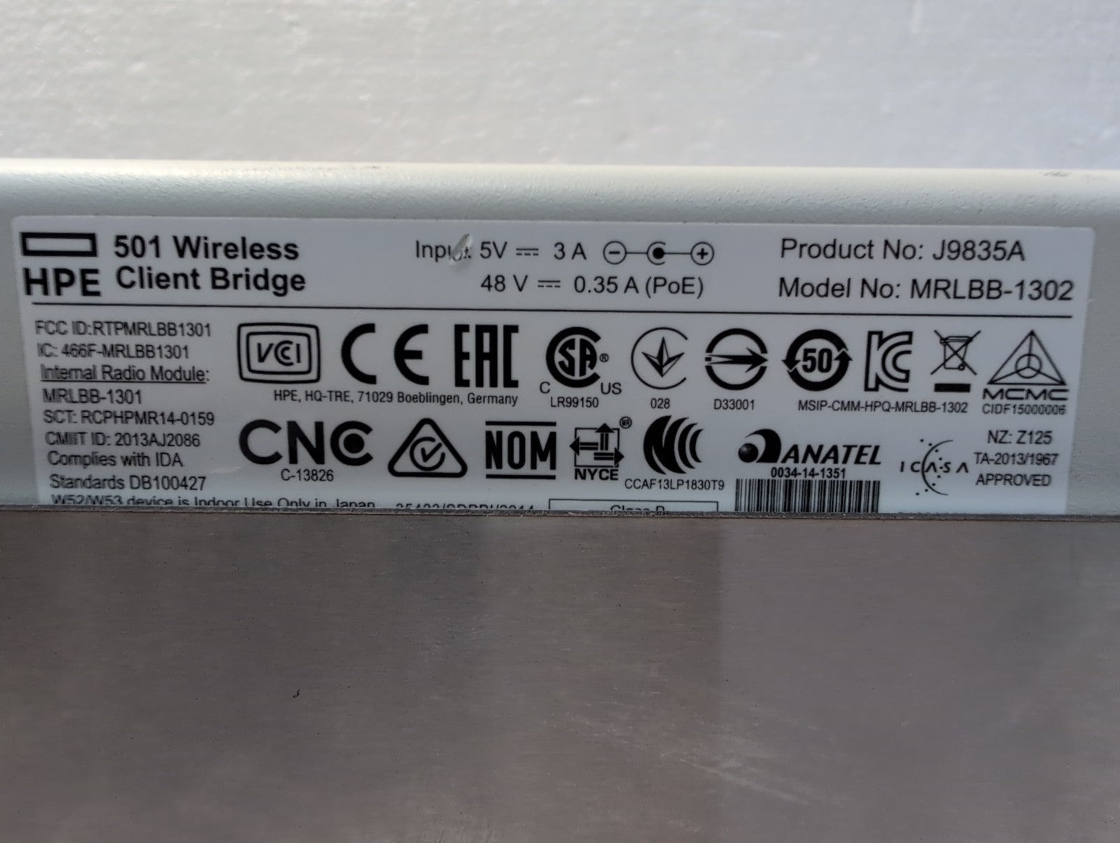 🔥 HPE  501 Wireless Client  Bridge  J9835A MRLBB-1302 J9835-60001 -
