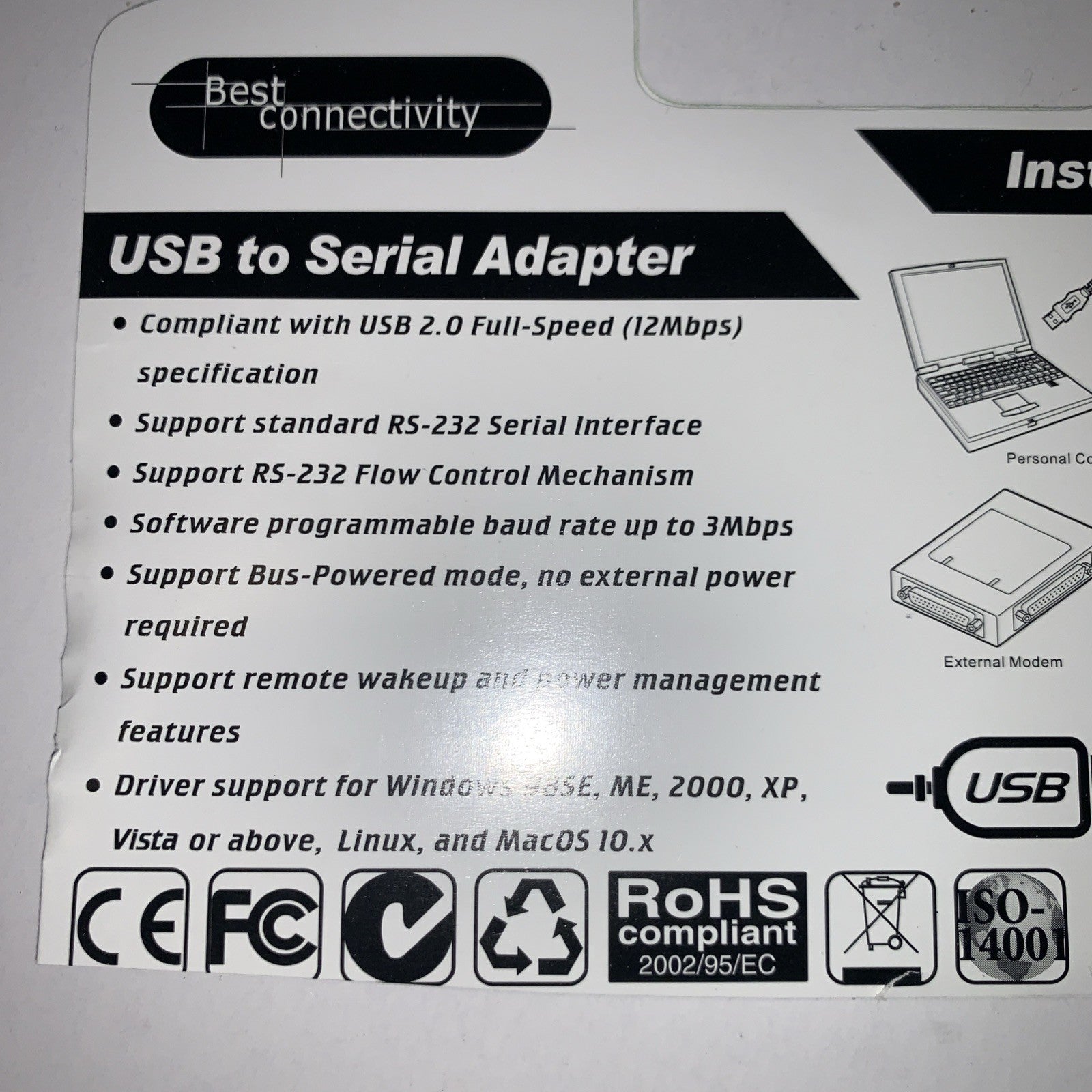 USB 2.0 to 9 & 25 pin Serial RS232 Cable DB9/DB25 Data Cable Adapter Converter