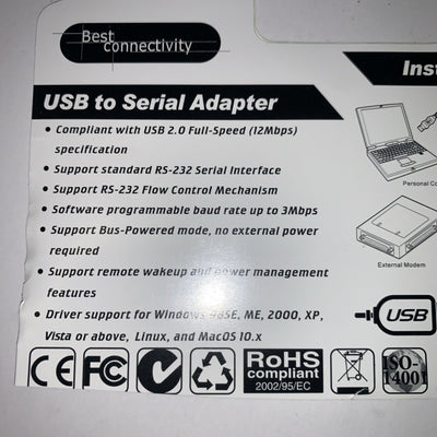 USB 2.0 to 9 & 25 pin Serial RS232 Cable DB9/DB25 Data Cable Adapter Converter