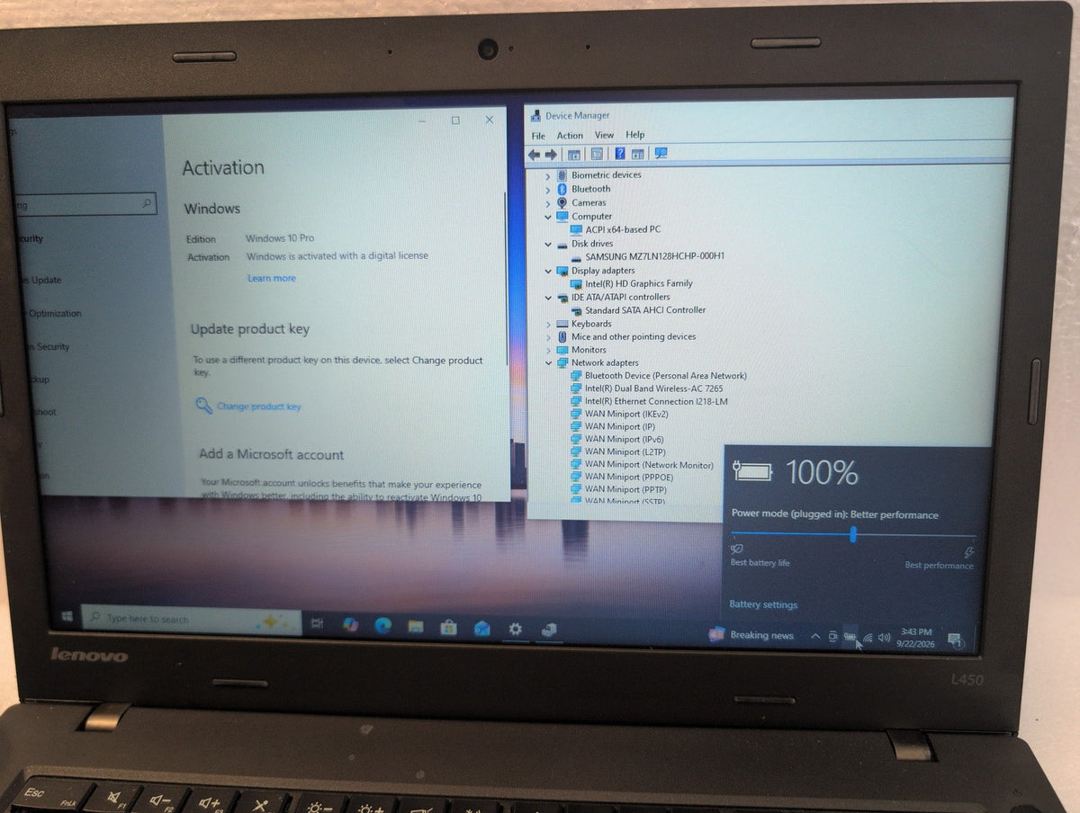 🎸 Lenovo ThinkPad L450 20DT001DUS 14" Laptop i5-4300U 8GB RAM 128GB SSD Win10