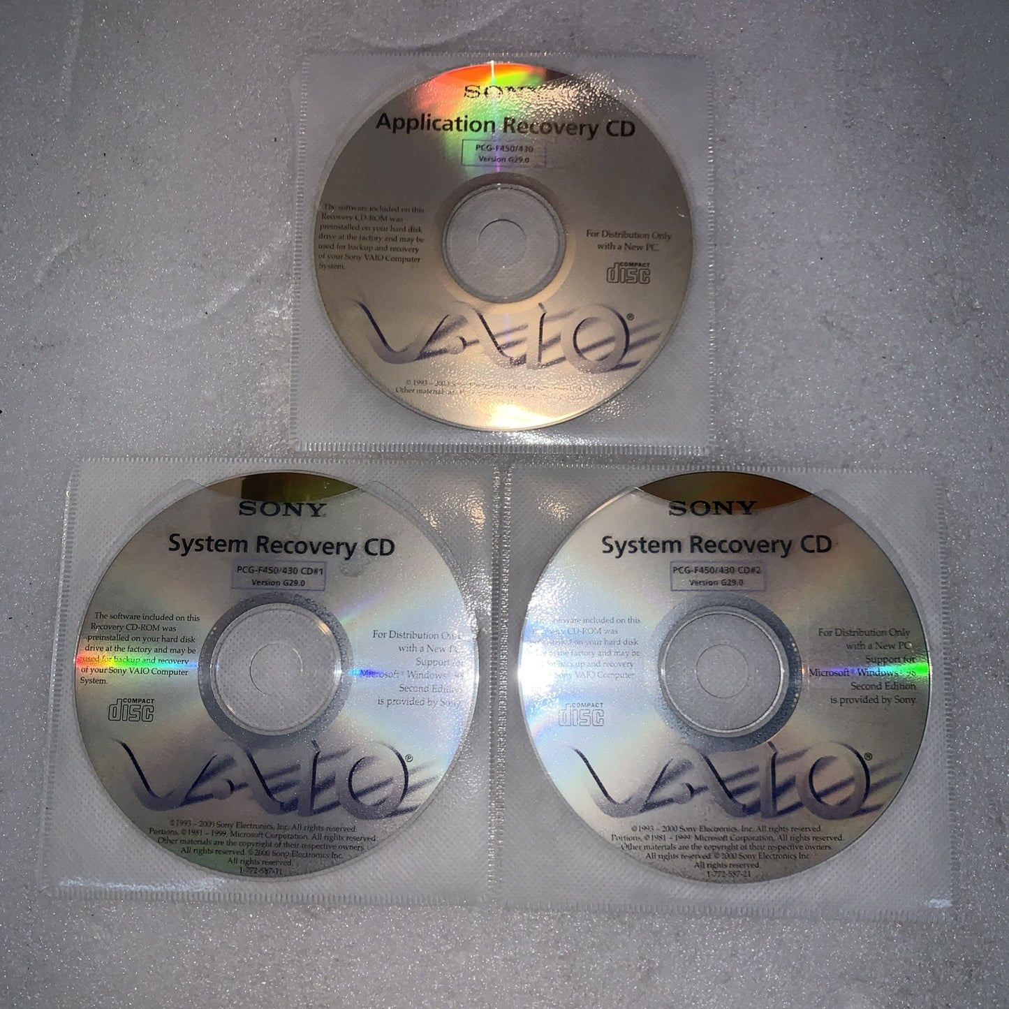 Sony VAIO PCG-F450 / PCG-F430 Windows 98 Second Edition Recovery CDs