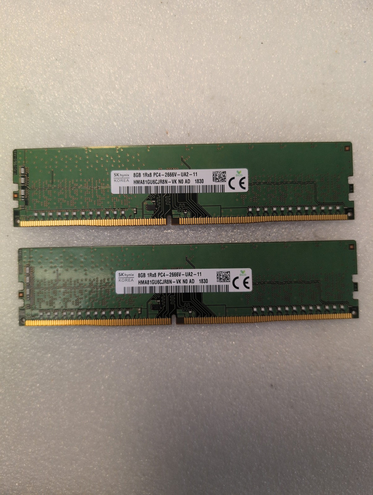 🎸 SK Hynix 16GB (2x8GB) DDR4 PC4-2666V 1Rx8 Desktop RAM HMA81GU6CJR8N-VK Tested