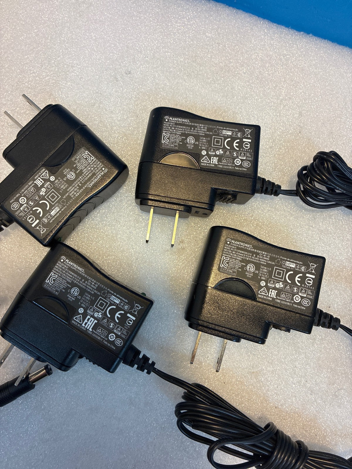 🔥 Plantronics 150144-11 AC/DC Power Adapter Lot of 4 Black DC Barrel