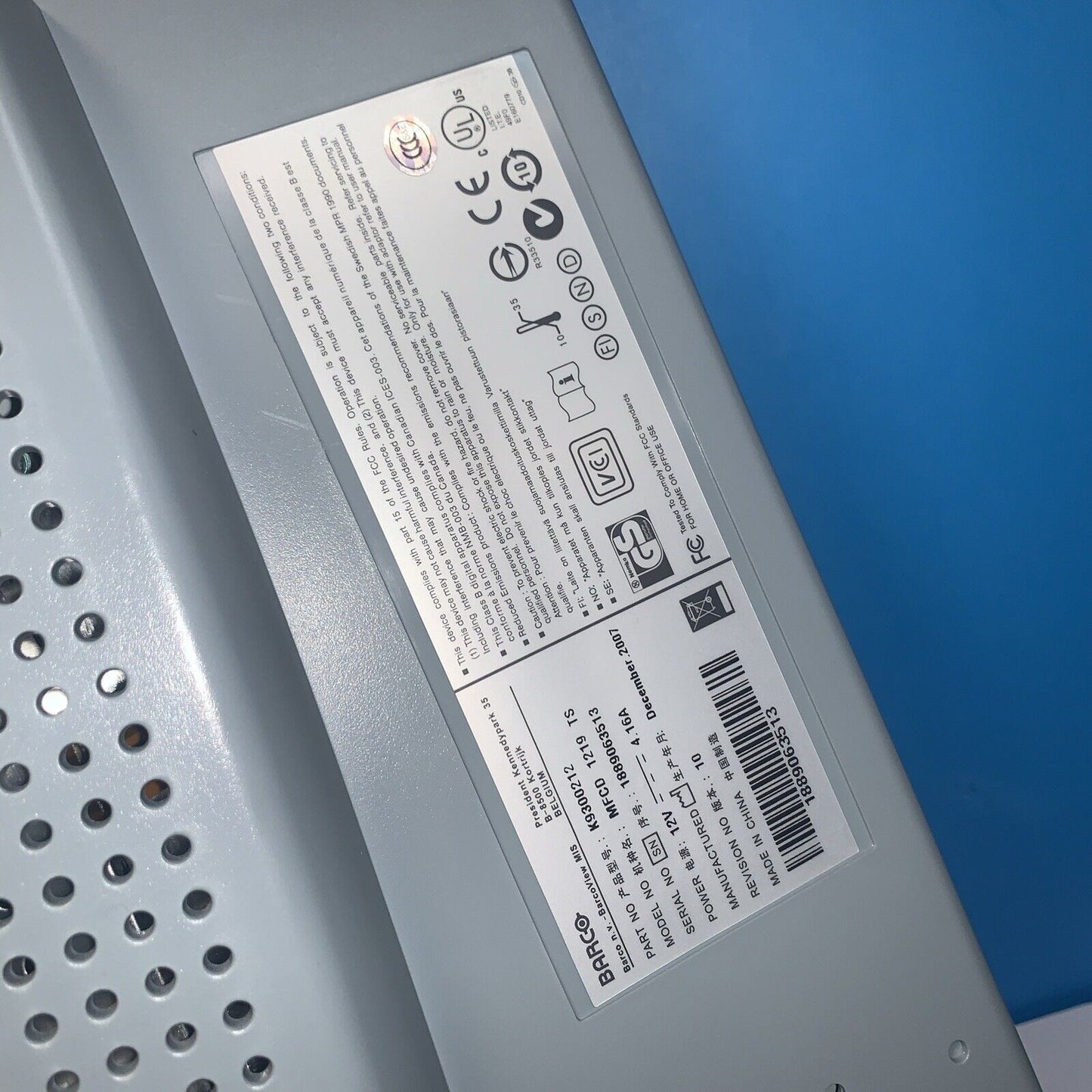 Nice ~ Barco MFCD 1219 TS K9300212 19" Medical LCD Monitor