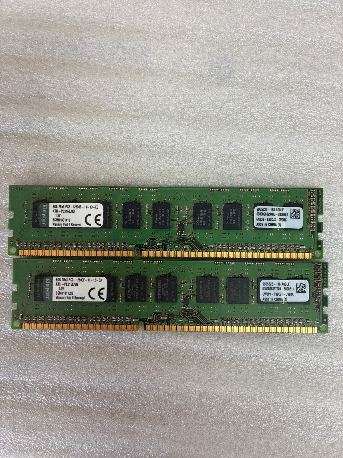 🔥 Kingston KTH-PL316E/8G 8GB DDR3 ECC Unbuffered Server RAM 2x8GB 16GB Kit