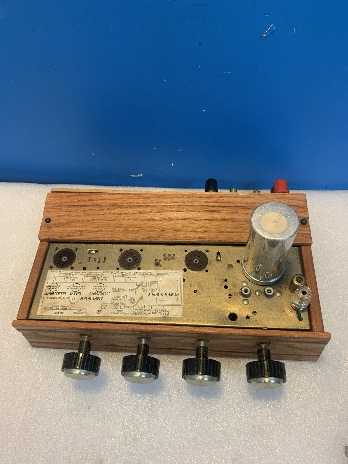 🔥 Vintage Tube Amplifier Chassis ECL82 6BM8 12AX7 Wood Case Untested