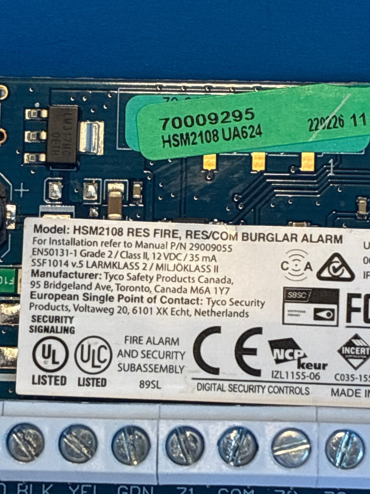 🔥 DSC HSM2108 Zone Expander PCB Module Res Fire Res/Com Burglar Alarm Used