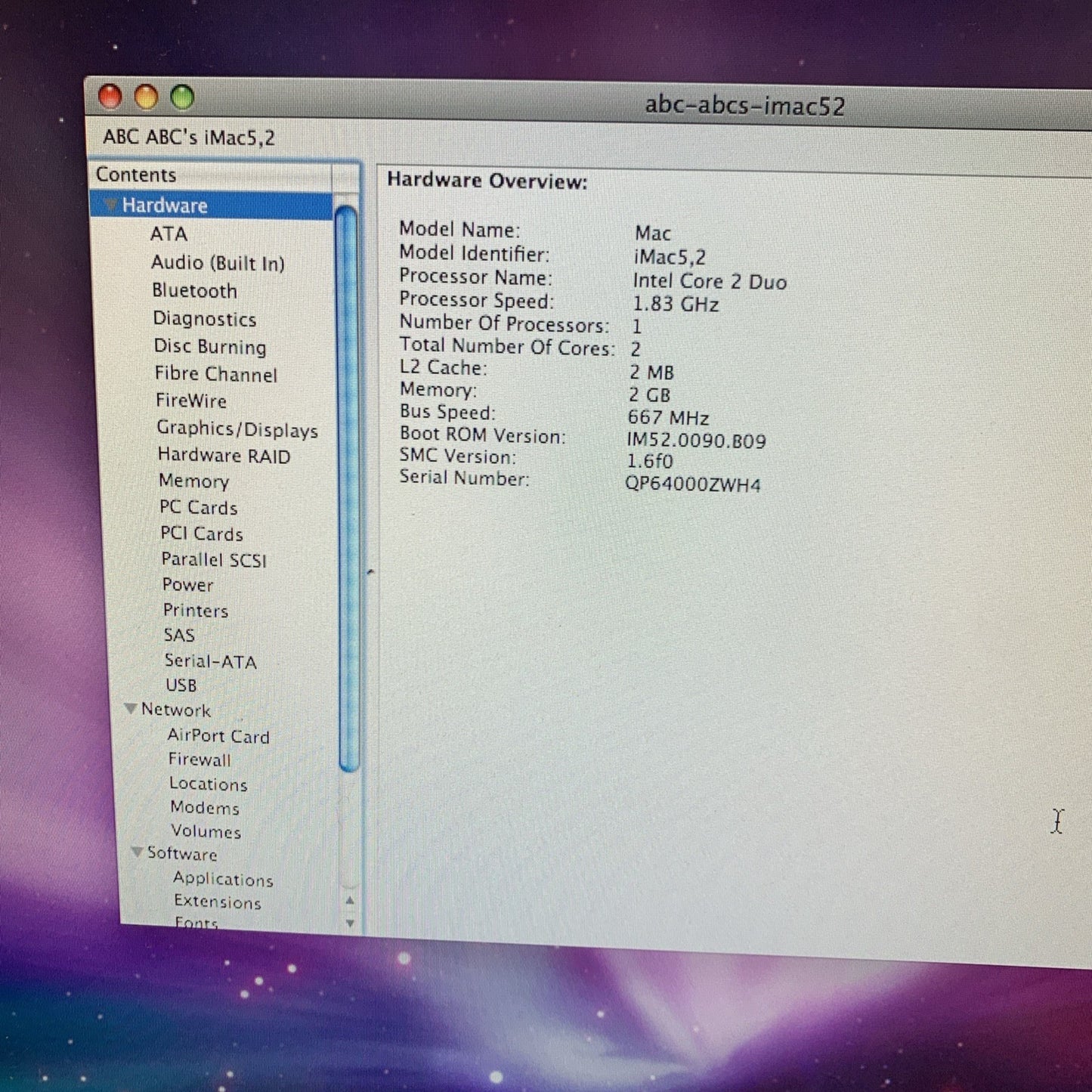 Nice ~ Apple iMac 17" Intel Core Duo 1.83Ghz 2GB RAM 160GB OS X 10.5