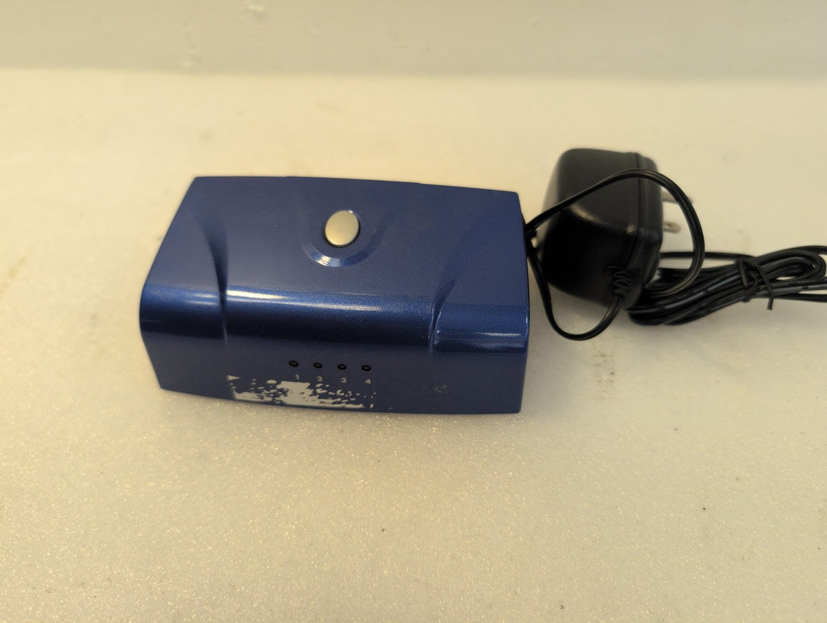 🎸 4-Port VGA KVM Switch Box VS-141A Blue Manual Selector w/ Power Adapter