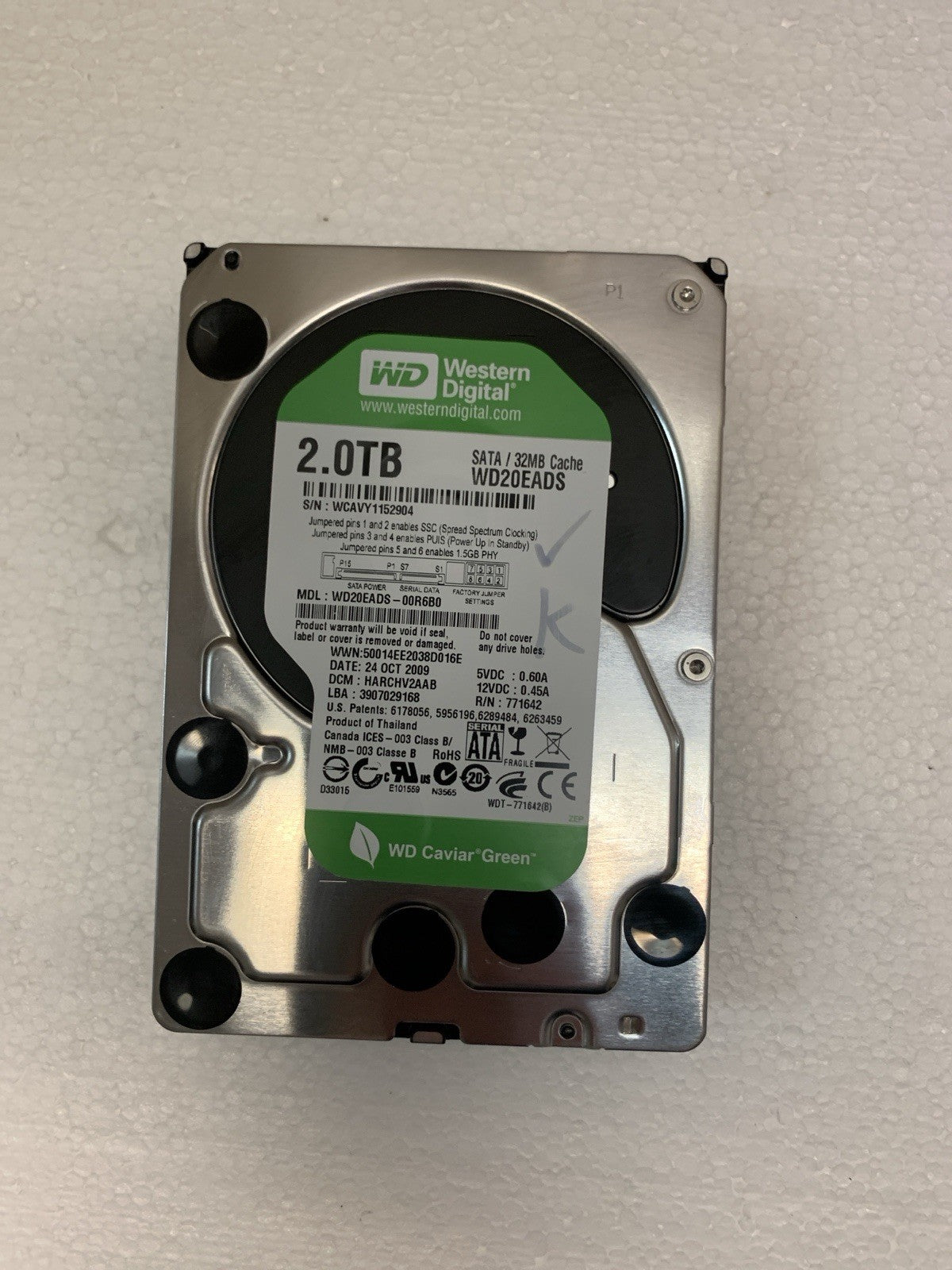 🔥 WD Caviar Green WD20EADS 2TB SATA 3.5" Hard Drive 32MB Cache (1000+ day left)