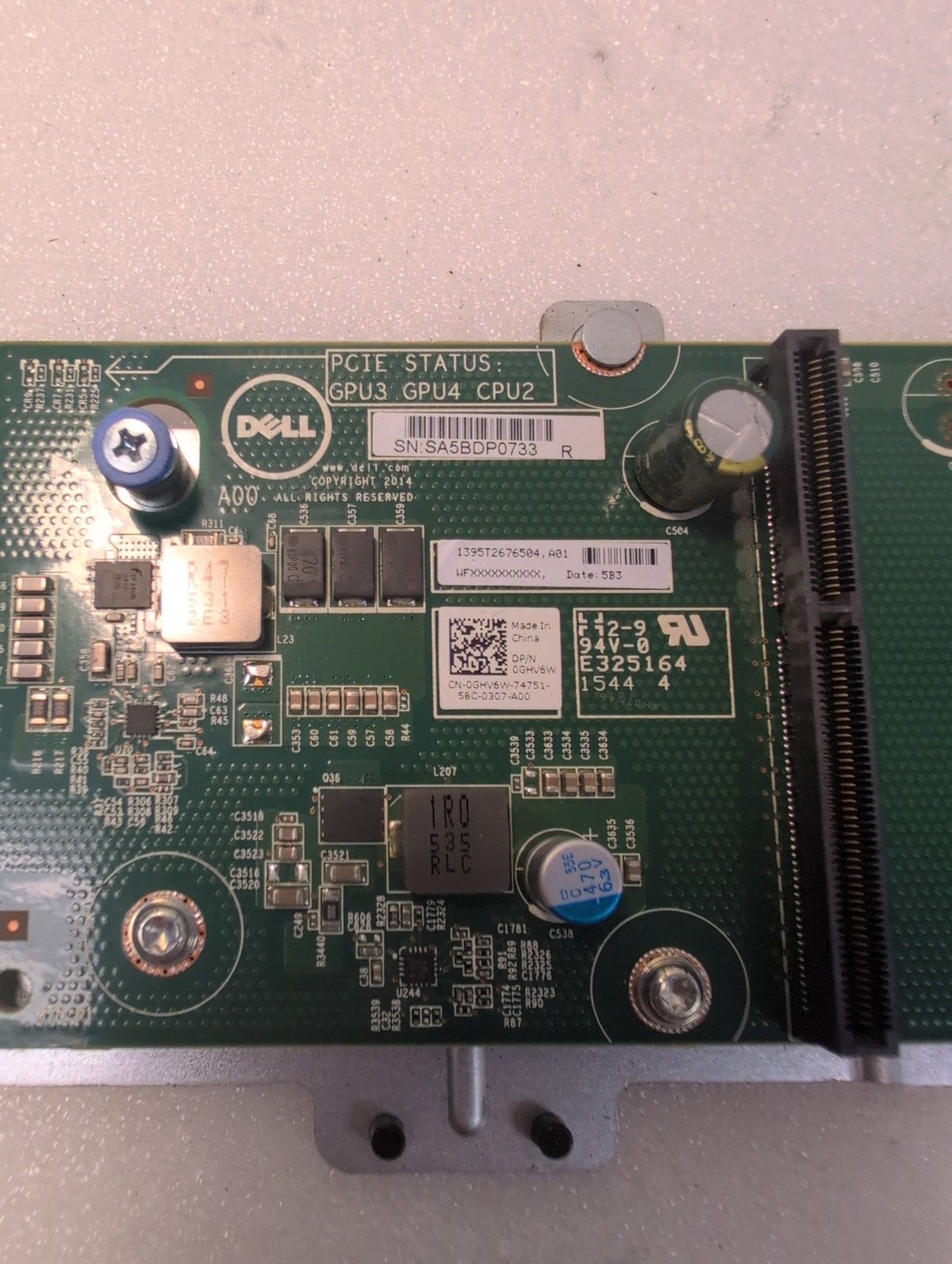 🎸 Dell PowerEdge Server PCIe GPU Riser Board 0GHV6W CPU1 CPU2 GPU1-GPU4