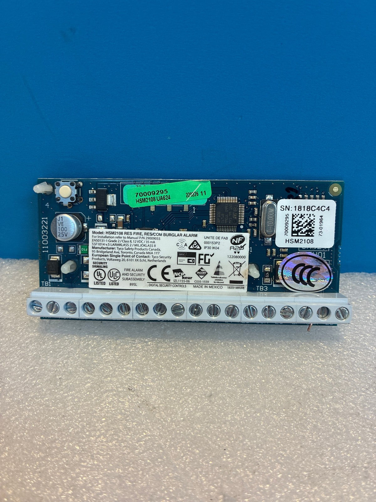 🔥 DSC HSM2108 Zone Expander PCB Module Res Fire Res/Com Burglar Alarm Used