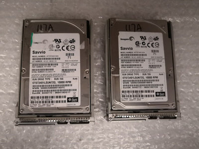 + 2 X Seagate Savvio 2.5" 72GB 10K SAS HDD Hard Drive ST973401SS W/TRAY