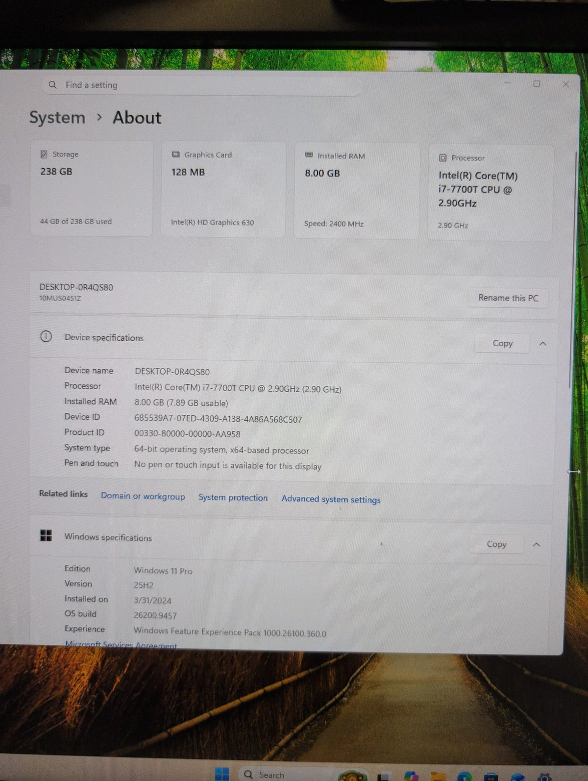 🎸 Lenovo ThinkCentre M910q Tiny PC i7-7700T vPro 8GB DDR4 256GB NVMe Win11