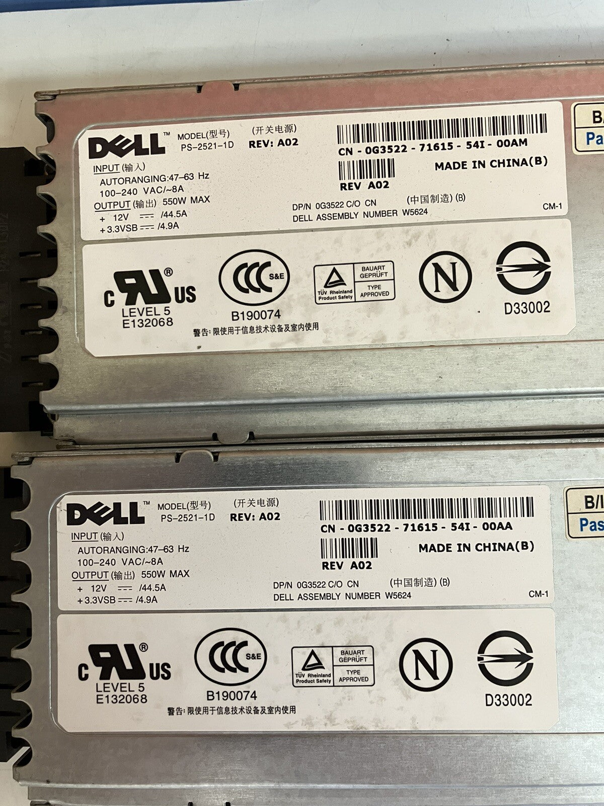 ~ Dell PowerEdge 550W Power Supply PS-2521-1D Rev A02 G3522 0G3522 PSU