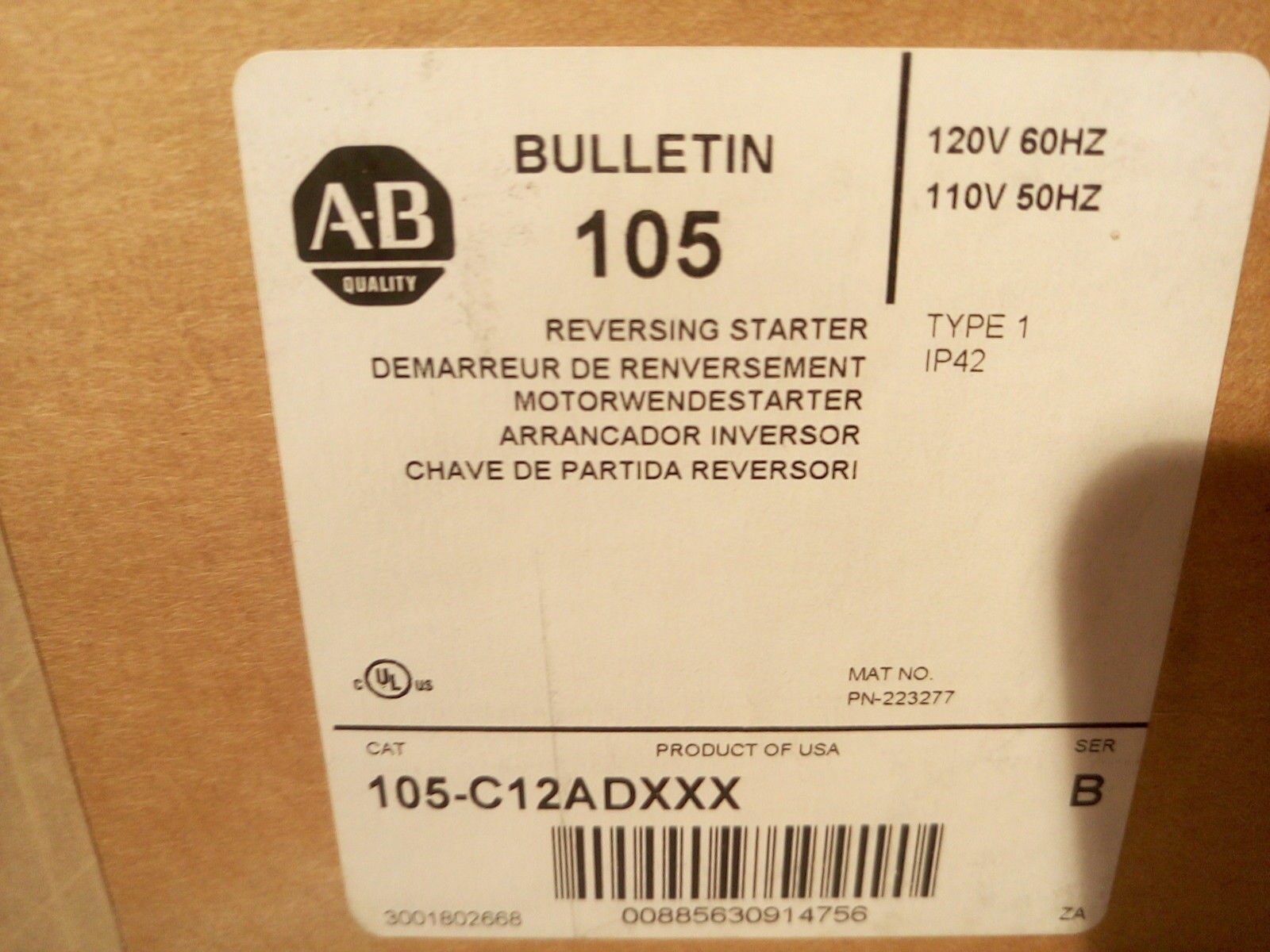 - BRAND NEW   Allen Bradley Bulletin 105 Reversing Starter CAT 105-C12ADXXX