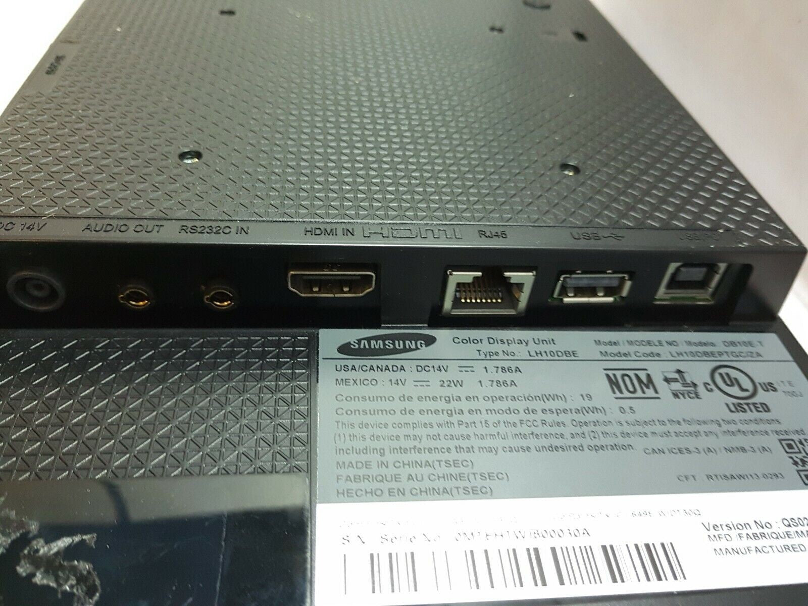 - (AS IS) 5x SAMSUNG DB10E-T 10.1" TOUCH  DISPLAY UNIT NO AC (SCREEN COLOR SPOT)