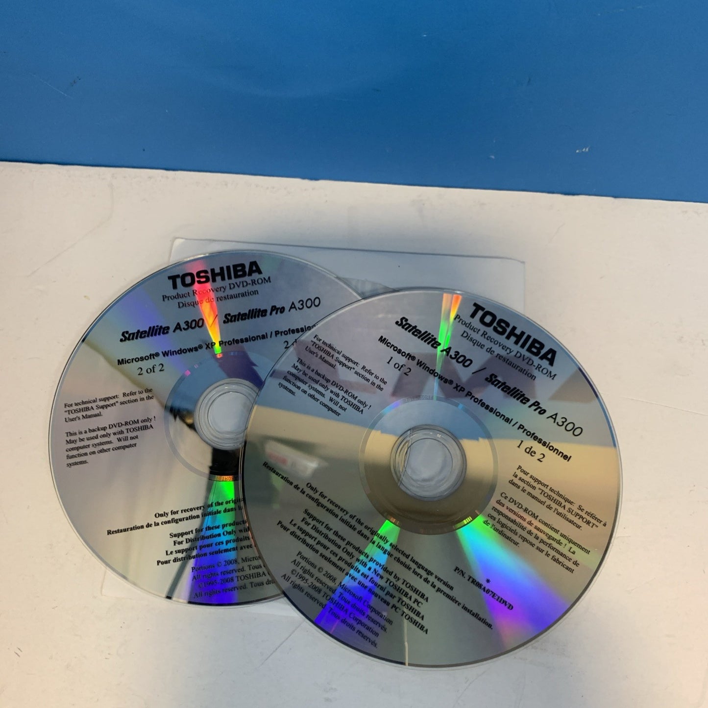 Operating System Windows  XP Recovery CD for Toshiba Satellite A300/ Pro A300