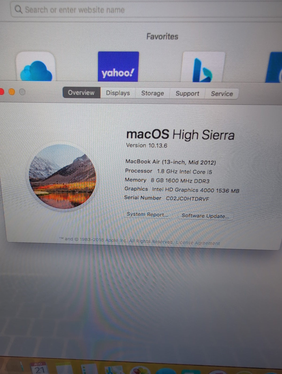 🎸 Apple MacBook Air 13-inch A1466 Mid 2012 Core i5-1.8GHz 8GB 128GB SSD 10.13