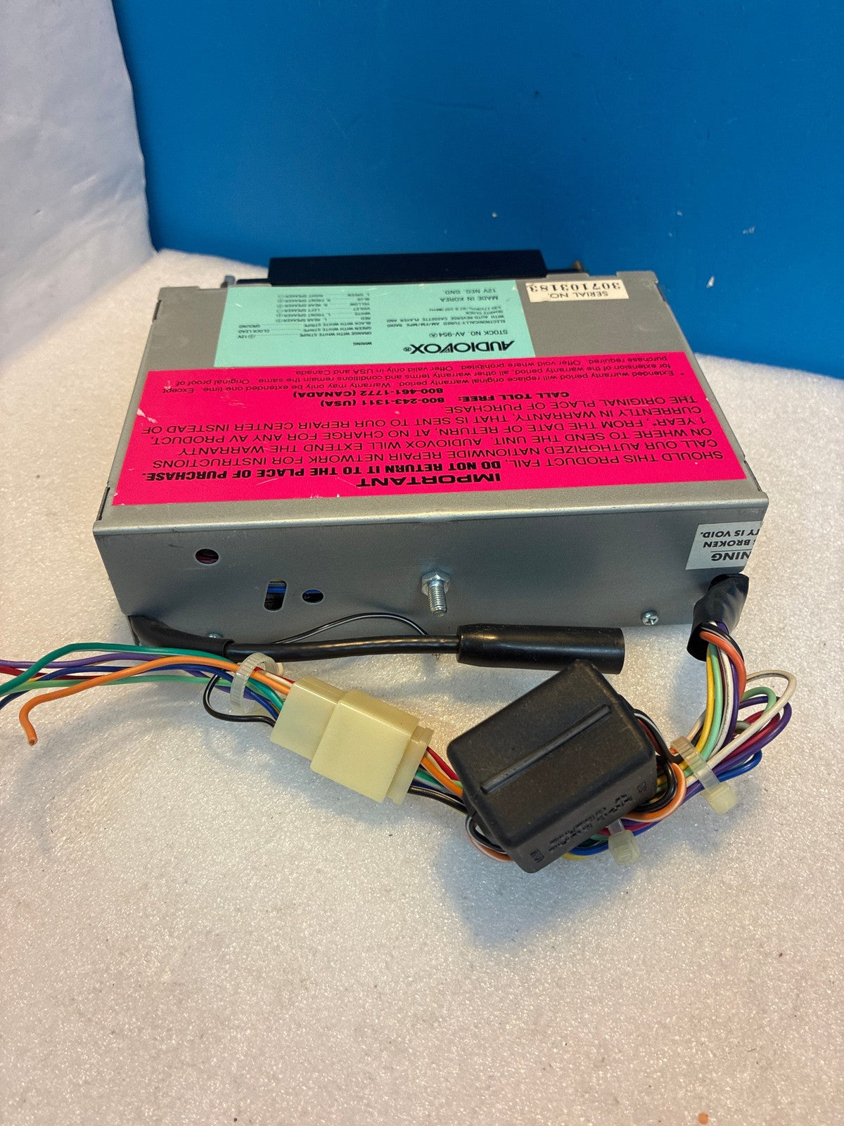 🔥 Audiovox AV-954 AM/FM MPX Auto-Reverse Cassette Car Stereo Single DIN
