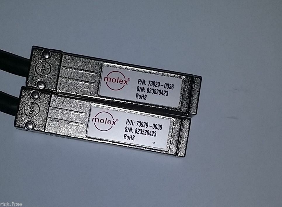 Lot of 4 Molex SFP to SFP Fibre Optic Interconnect Cables p/n 73929-0036