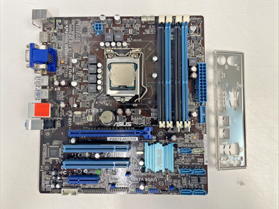 🔥ASUS P8B75-M/CSM Motherboard LGA1155 w i3-3220 sr0rg and shield +